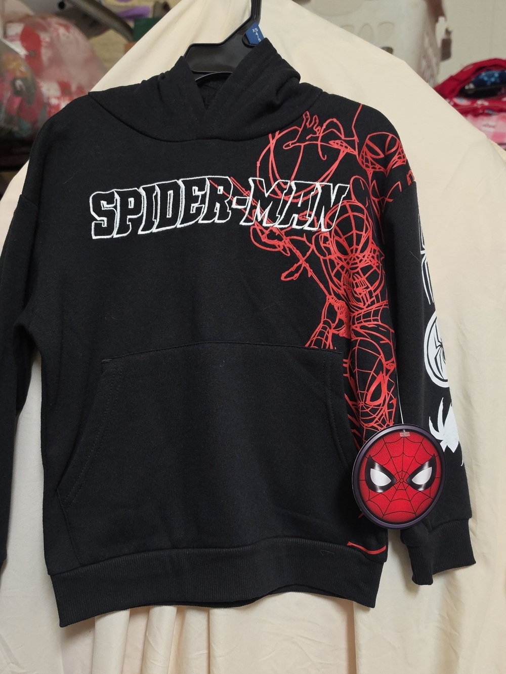 Nwt Spiderman Black & Red Boys Hooded Sweatshirt